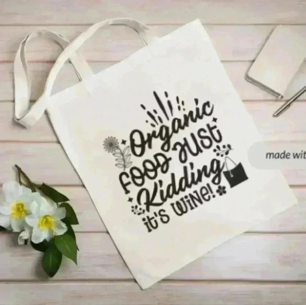 Just kidding recycled canvas tote bag